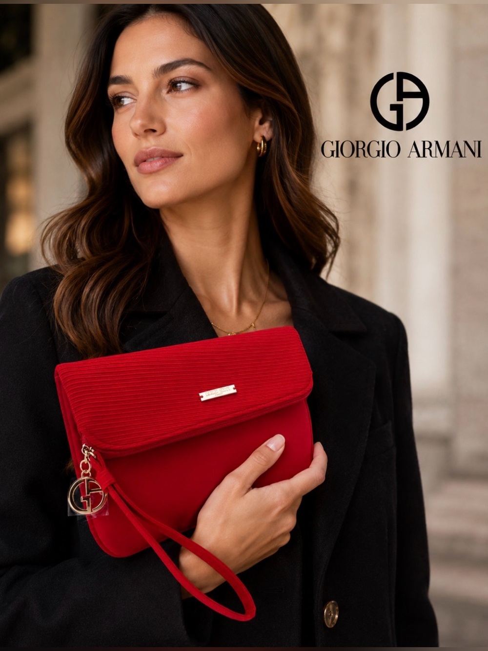 Giorgio Armani, Beauty Pochette, Red Rouge Folded Makeup Clutch, NWOT